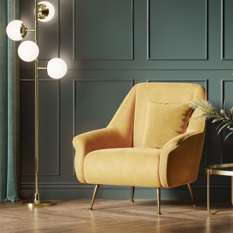 Cushioned Suede Armchair